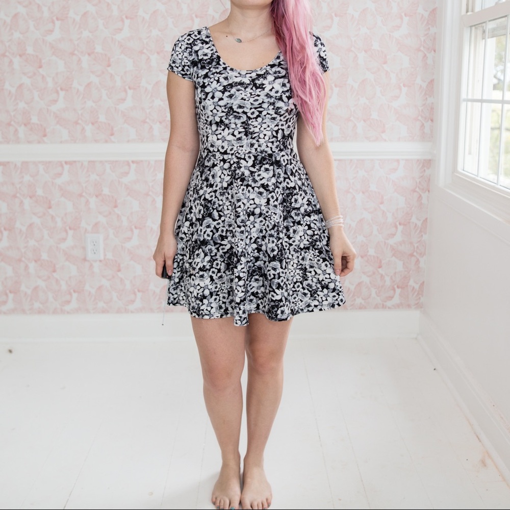Black and White Floral Dress